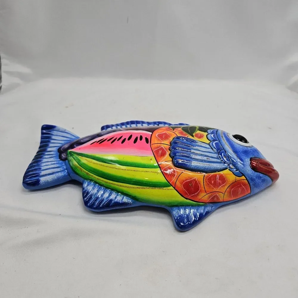 Vintage Ceramic Fish Wall Decor Large‎ Beige Brown Realistic Whimsical Bluegill - Picture 2 of 9